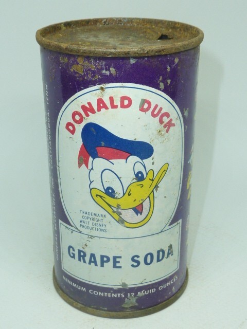 Empty Top Opened 12oz Donald Duck Grape Soda Flat Top
