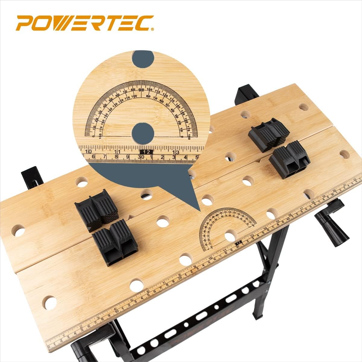 Portable Bamboo Workbench with Adjustable Vise Folding Frame Metric Imperial