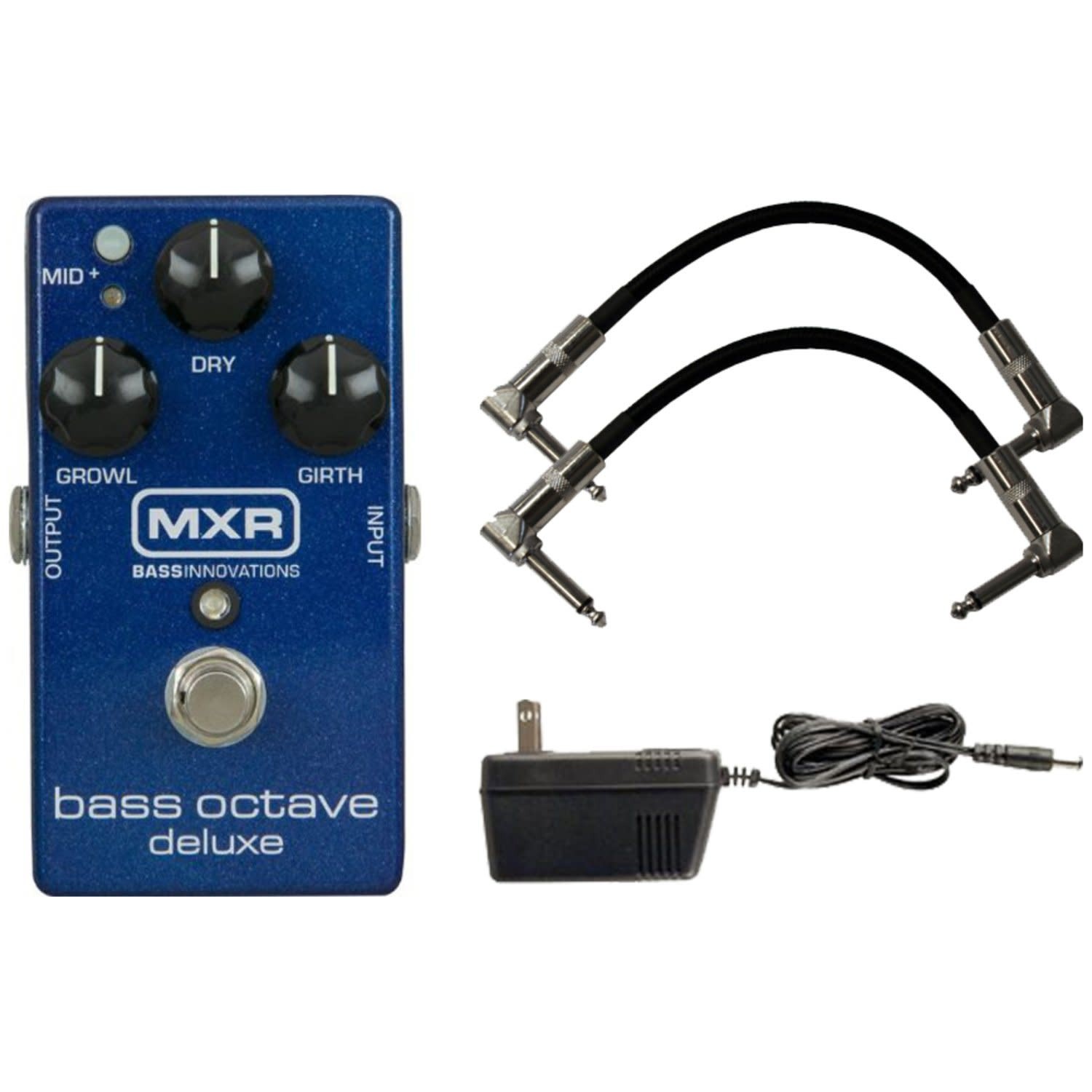 MXR M288 Bass Octave Deluxe Pedal w/ 9V Power Supply and Patch Cables