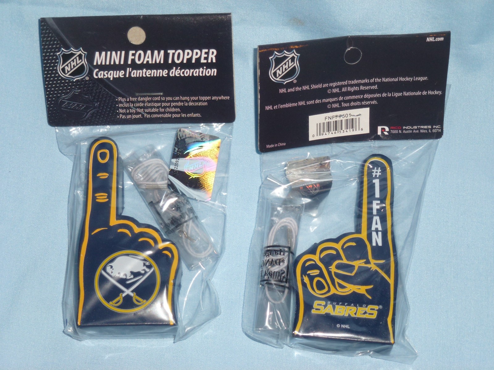 MINI FOAM TOPPER  Buffalo Sabres   #1 FAN    (Box of 12 toppers)   by Rico   NIP