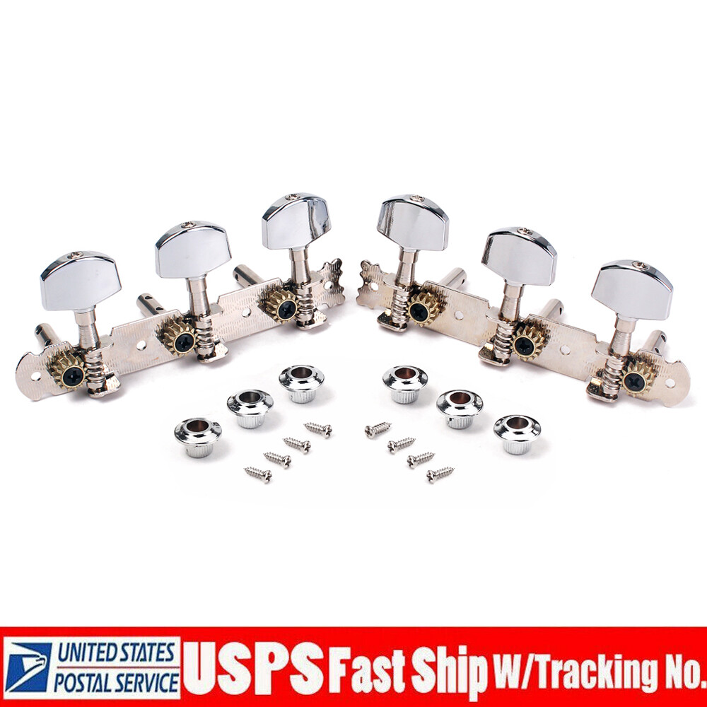3R3L Inline Acoustic Guitar Tuning Pegs Locking Tuner Machine Heads Key Chrome