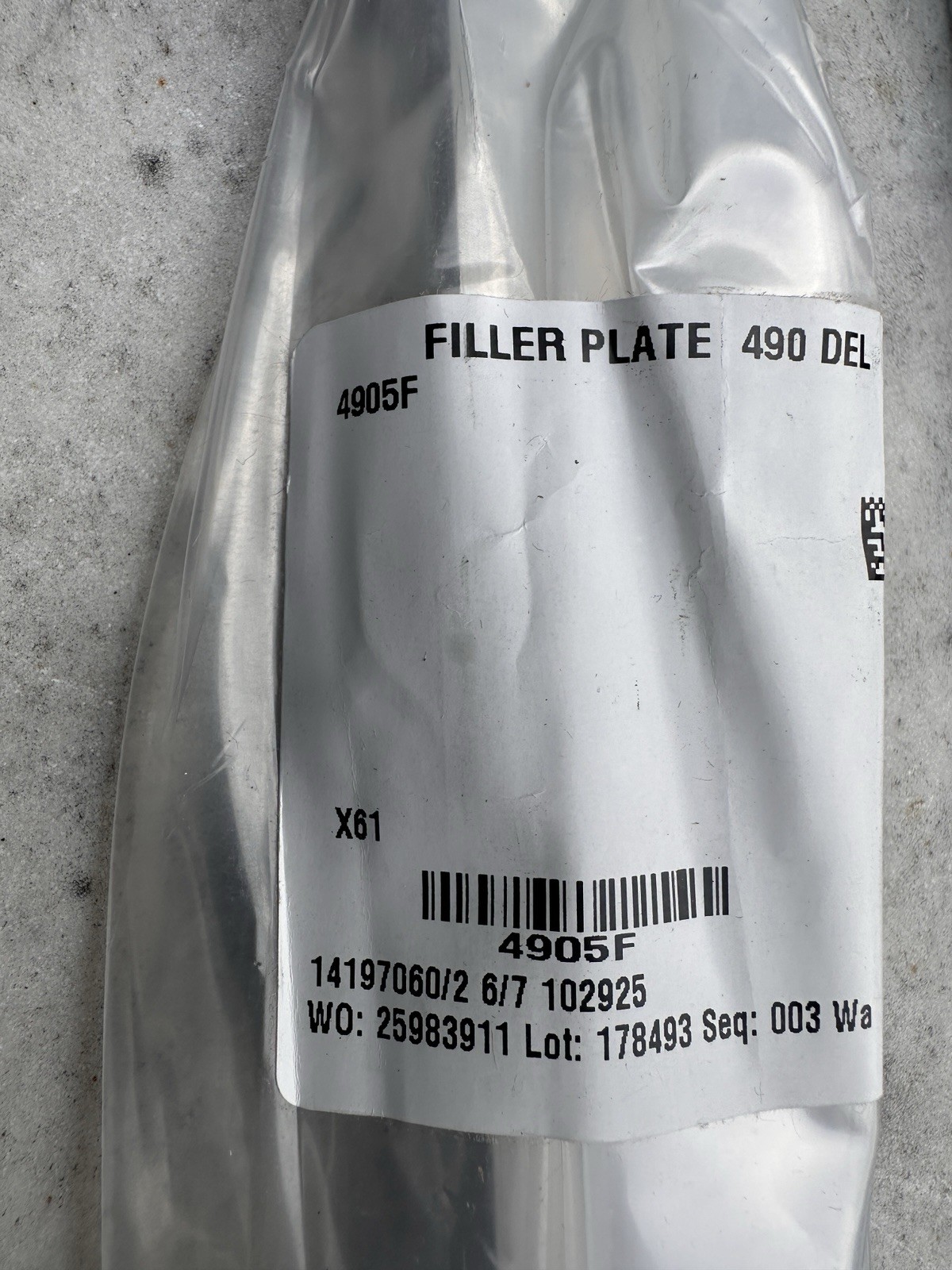 1” X 12”- 5/8 thickness  M490 DEL Filler Plate For Schlage Magnetic Lock M490
