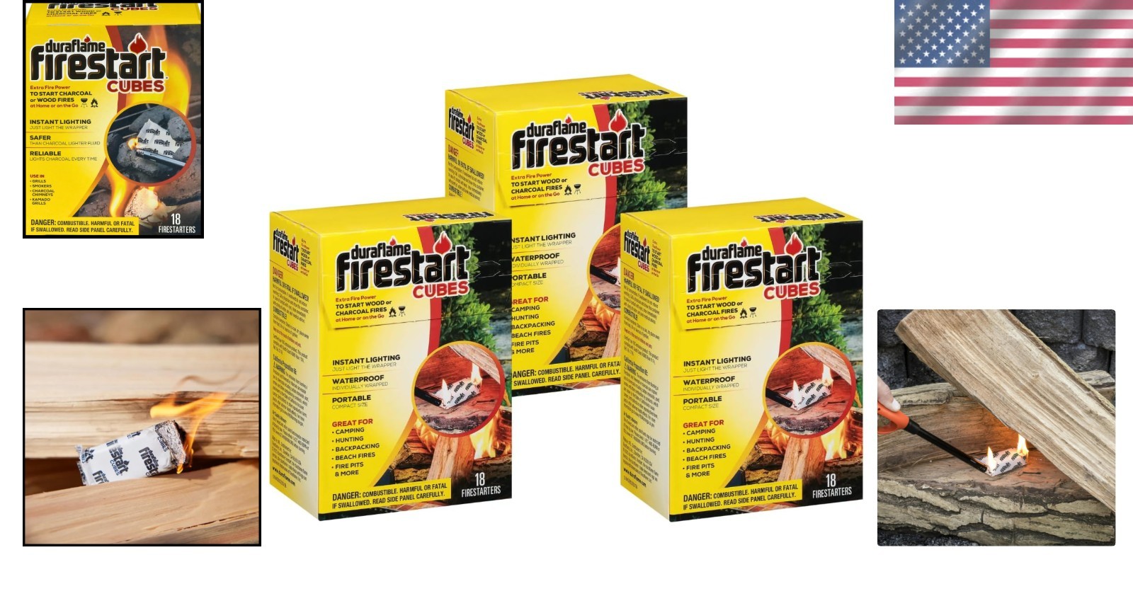 Firestart Cubes - 18 Pack of Quick Lighting, Eco-Friendly Firelighters, 3 Pack