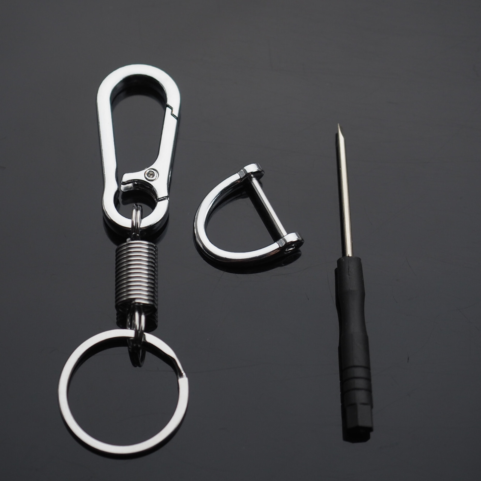 Men & Women Silver Keychain Carabiner Clip On Bag Belt Ring Car Key Fob Holder