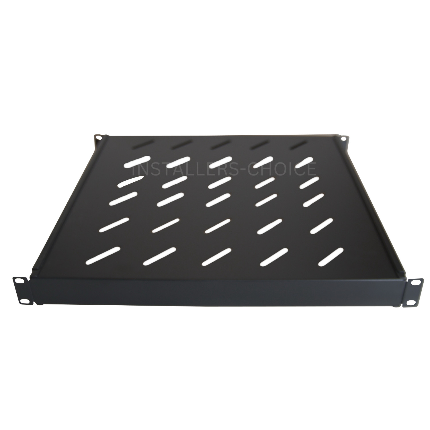 Fixed Rack Vented Server Shelf 1U 19" 4-Post Adjustable Depth 17" to 33", Black