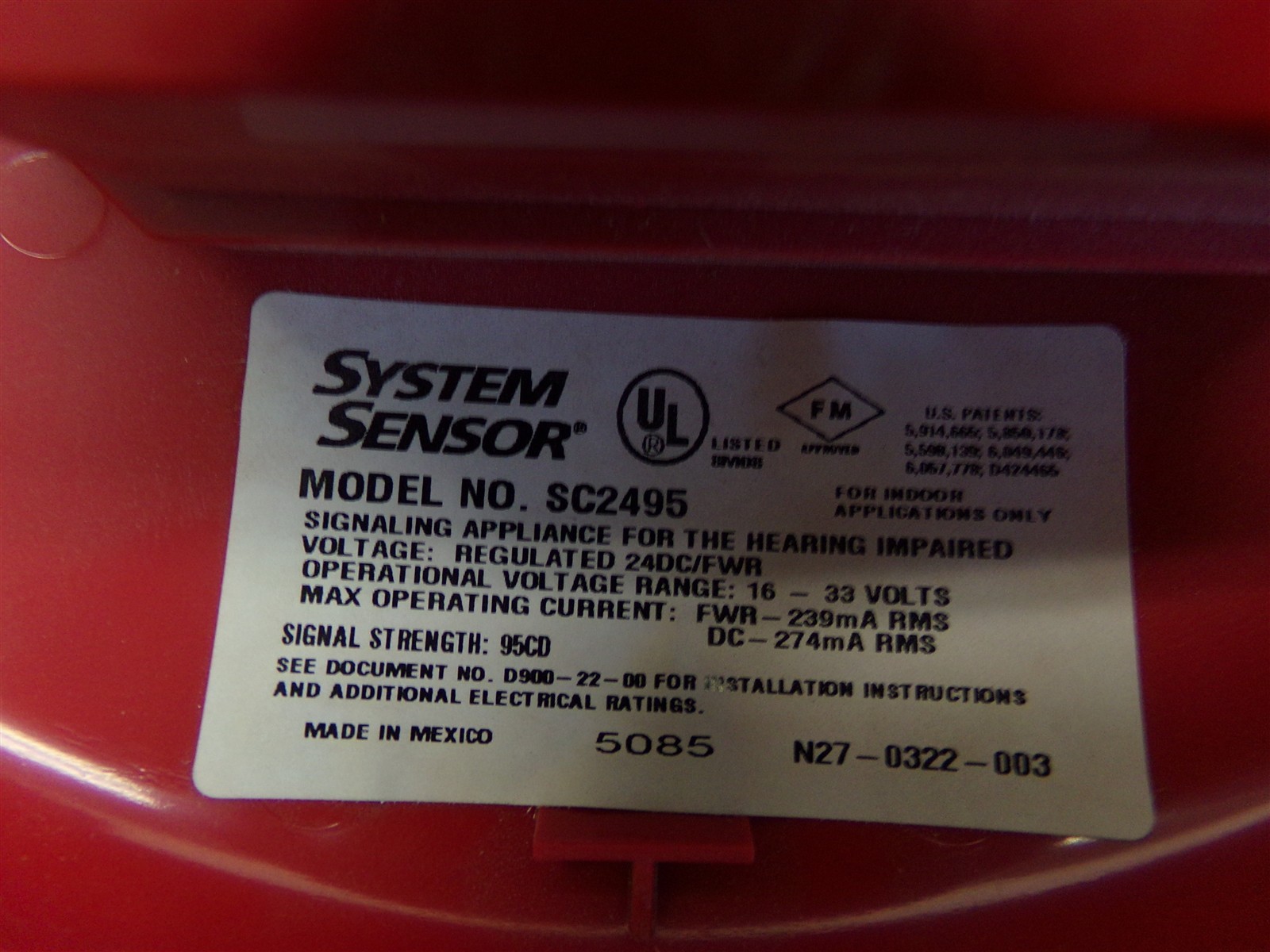 Qty=2: SYSTEM SENSOR SpectrAlert SC2495 Red Ceiling-Mount STROBE