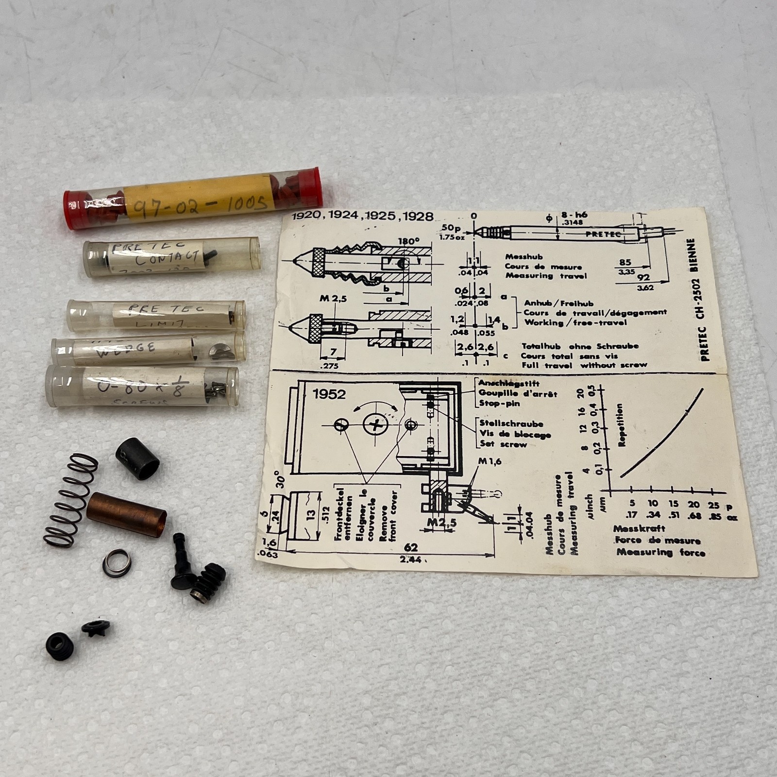 LOT OF Linear Probe Gage Head PRETEC REPLACEMENT PARTS