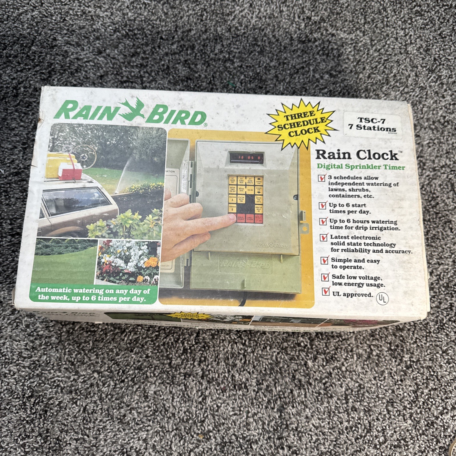 Rainbird Rain Clock Model TSC-7 7Station Sprinkler Irrigation Timer Controller