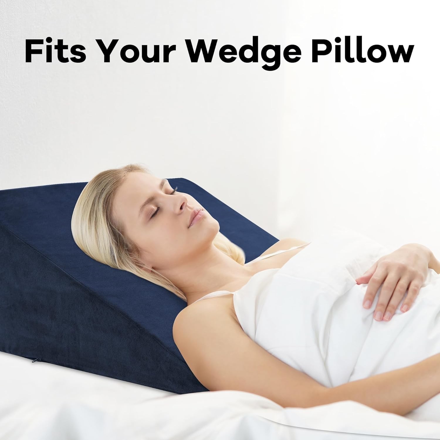Ultra Soft Velvet Bed Wedge Pillow Cover-Super Soft Fleece Pillowcase with Zi...