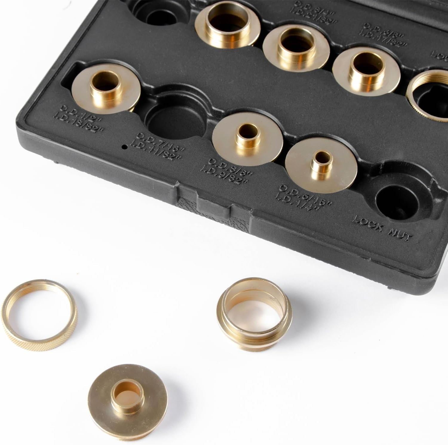 Universal 10-Piece Brass Router Bushing Set - Fits Porter Cable Style Routers