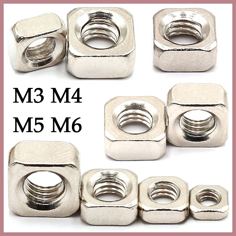 Square Nuts Carbon Steel To Fit Metric Bolts & Screws Nickel Plated M3 M4 M5 M6
