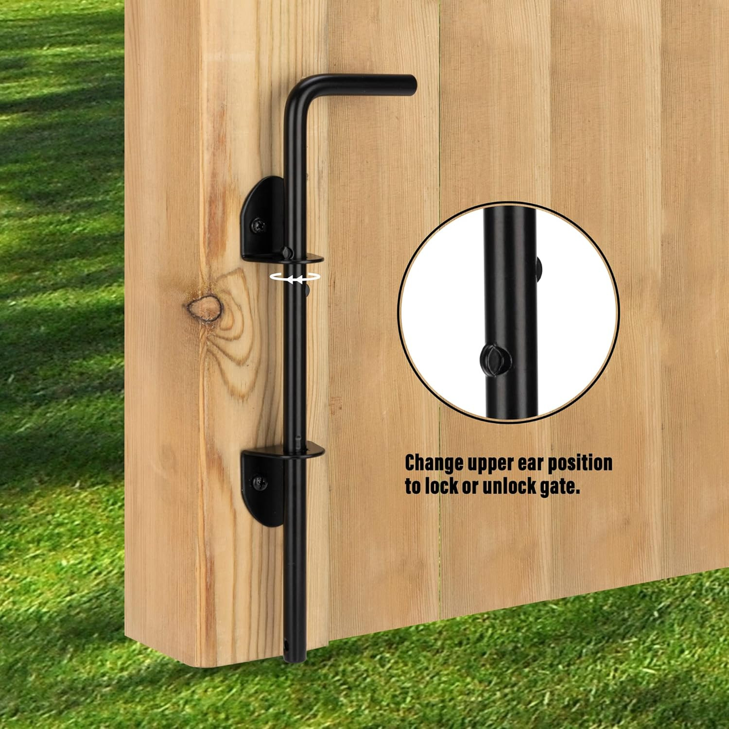 12" Cane Bolt Heavy Duty Drop Rod Gate Stopper Hardware, Gate Ground Latch for W