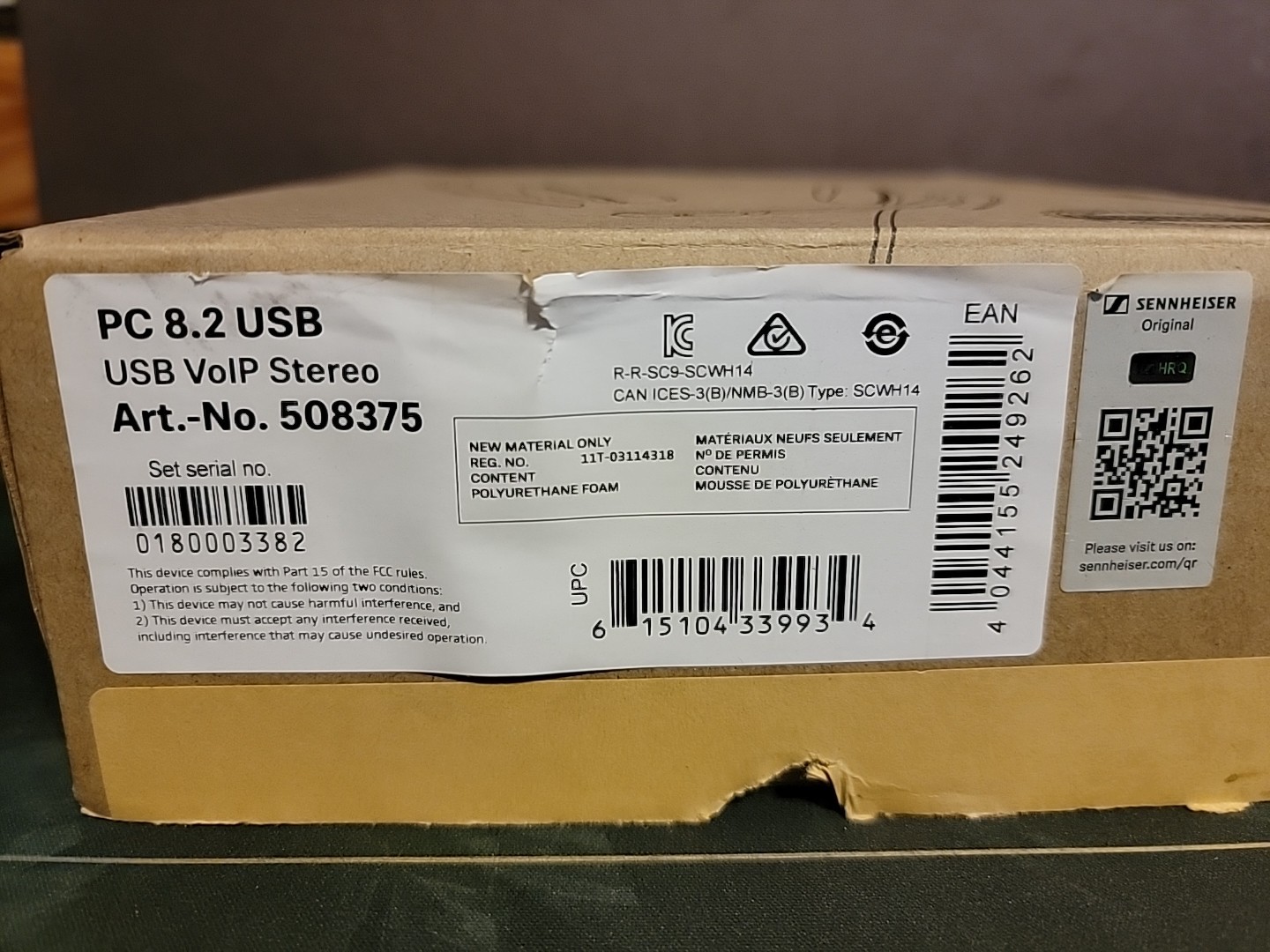 New! Sennheiser PC 8.2 CHAT Wired Headset USB VoIP Stereo
