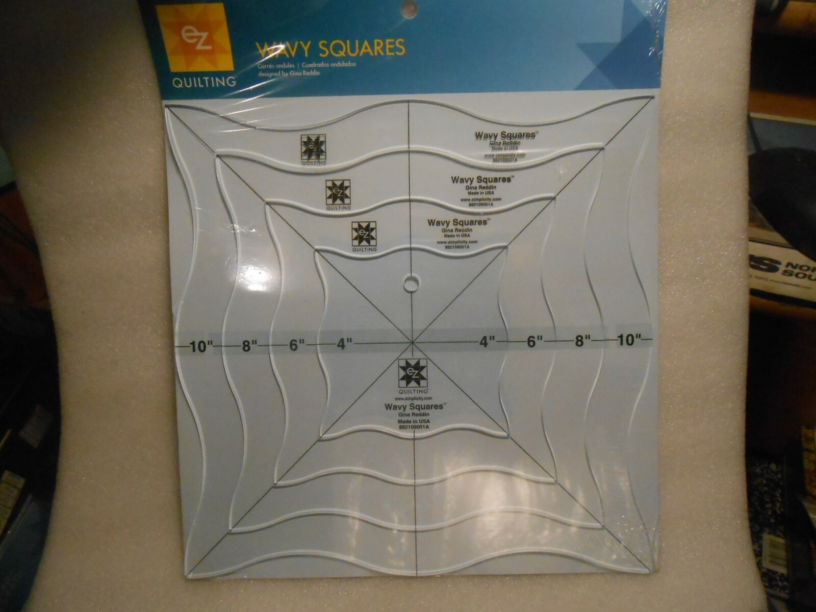 EZ Quilting Wavy Squares Template Set New in Package 4" 6" 8" 10"