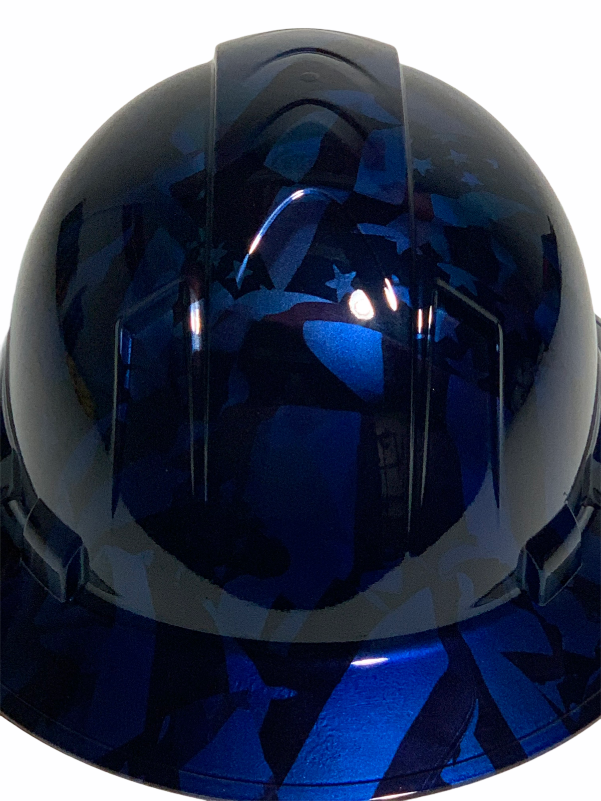 Hydro Dipped Hard Hat Ridgeline Full Brim Custom Blue Translucent American Flags