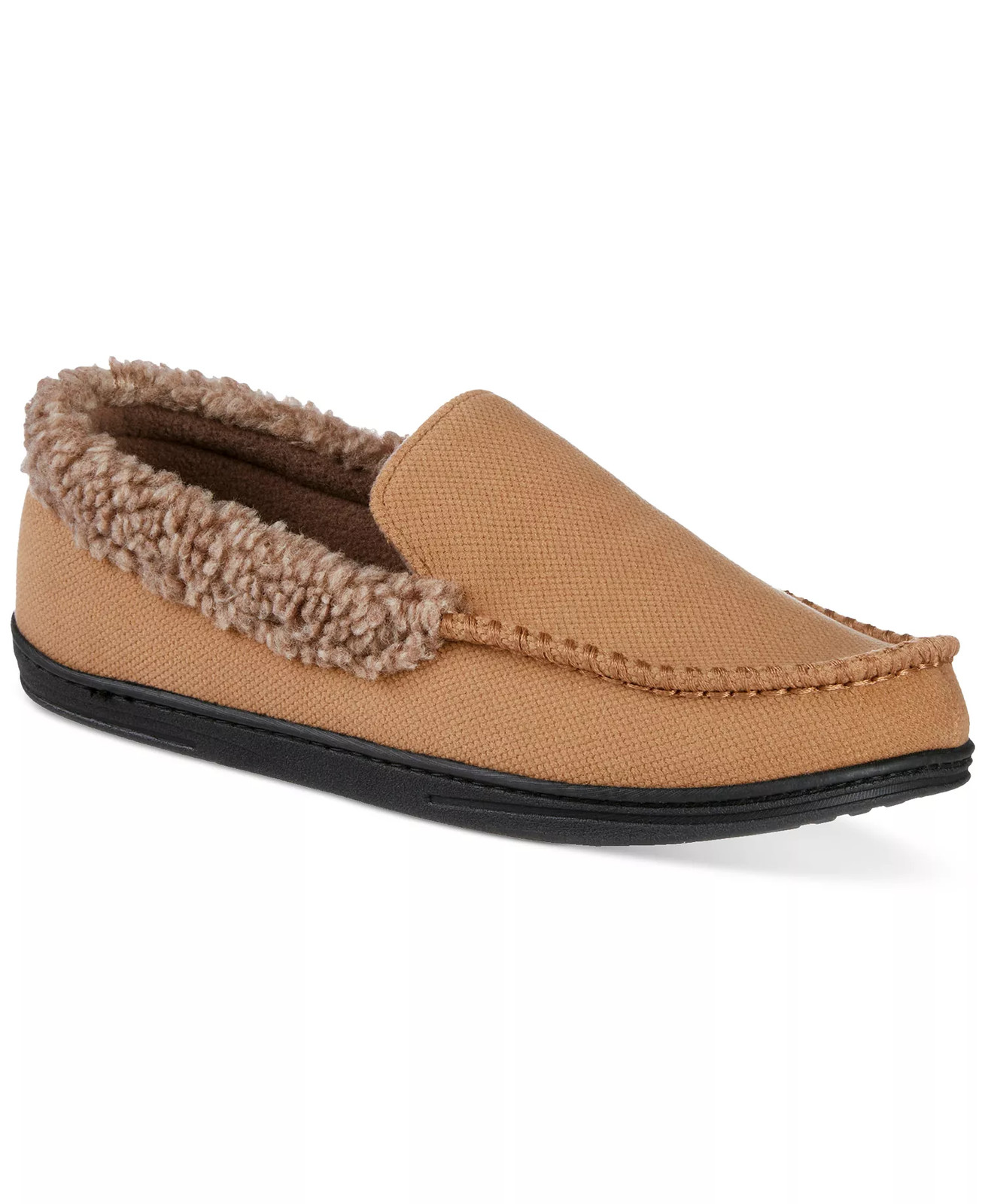 Isotoner Men's Brushed Knit or Plaid Lewis Moccasin Slipper Buckskin 2XLg 13-14