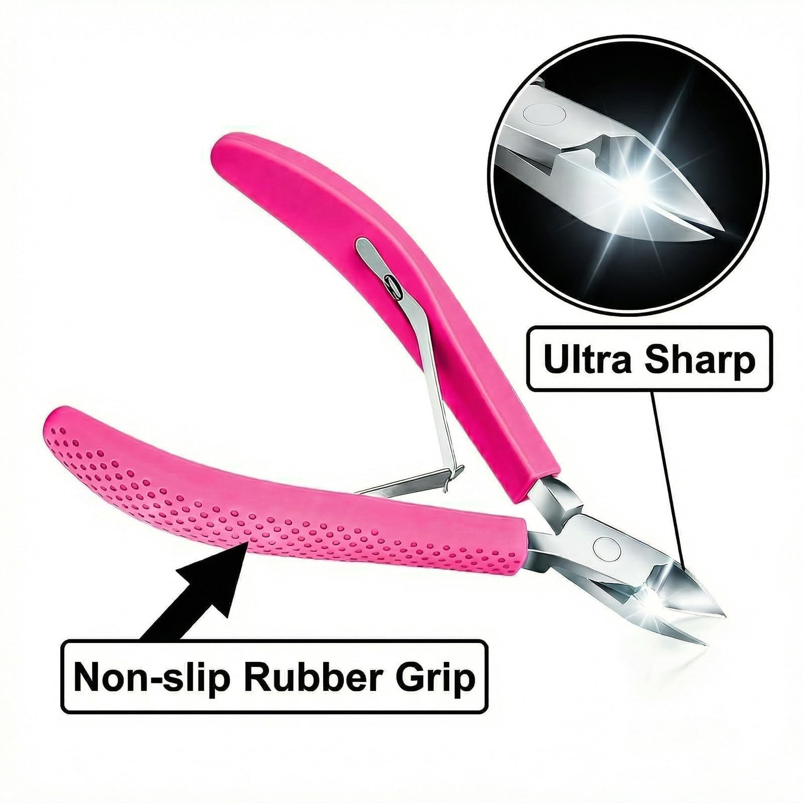 Criyar Fine Edge Cuticle Trimmer & Nippers, Scissors, Silicon Handle, Rose