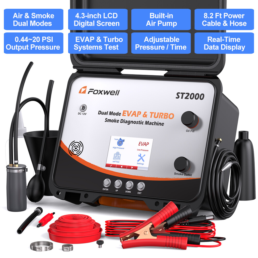 FOXWELL ST2000 Smoke Machine Auto Leak Detector EVAP Turbo Built-in Air Pump UK