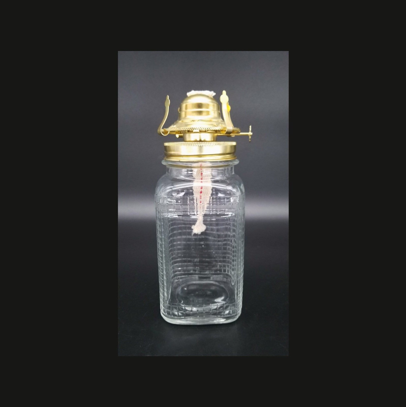 Waffle Glass Quart Jar Kerosene Lamp|Country Living|Glass Table Lamp|Oil Lamp