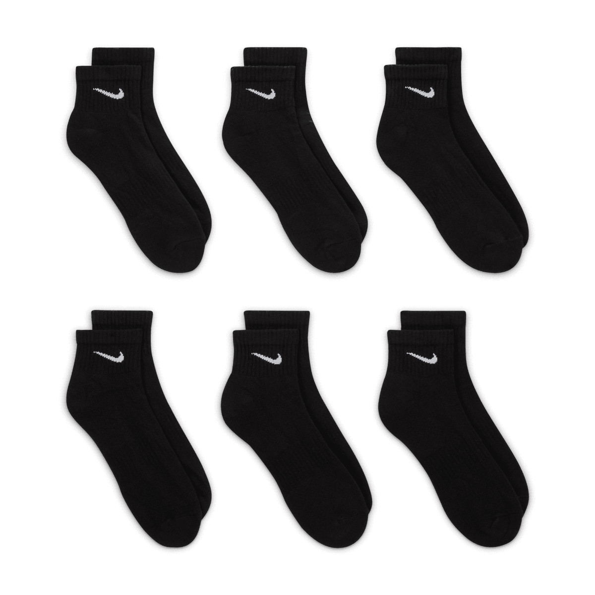 Nike Everyday Cushioned Training Ankle Socks (6 Pairs) BLACK MD