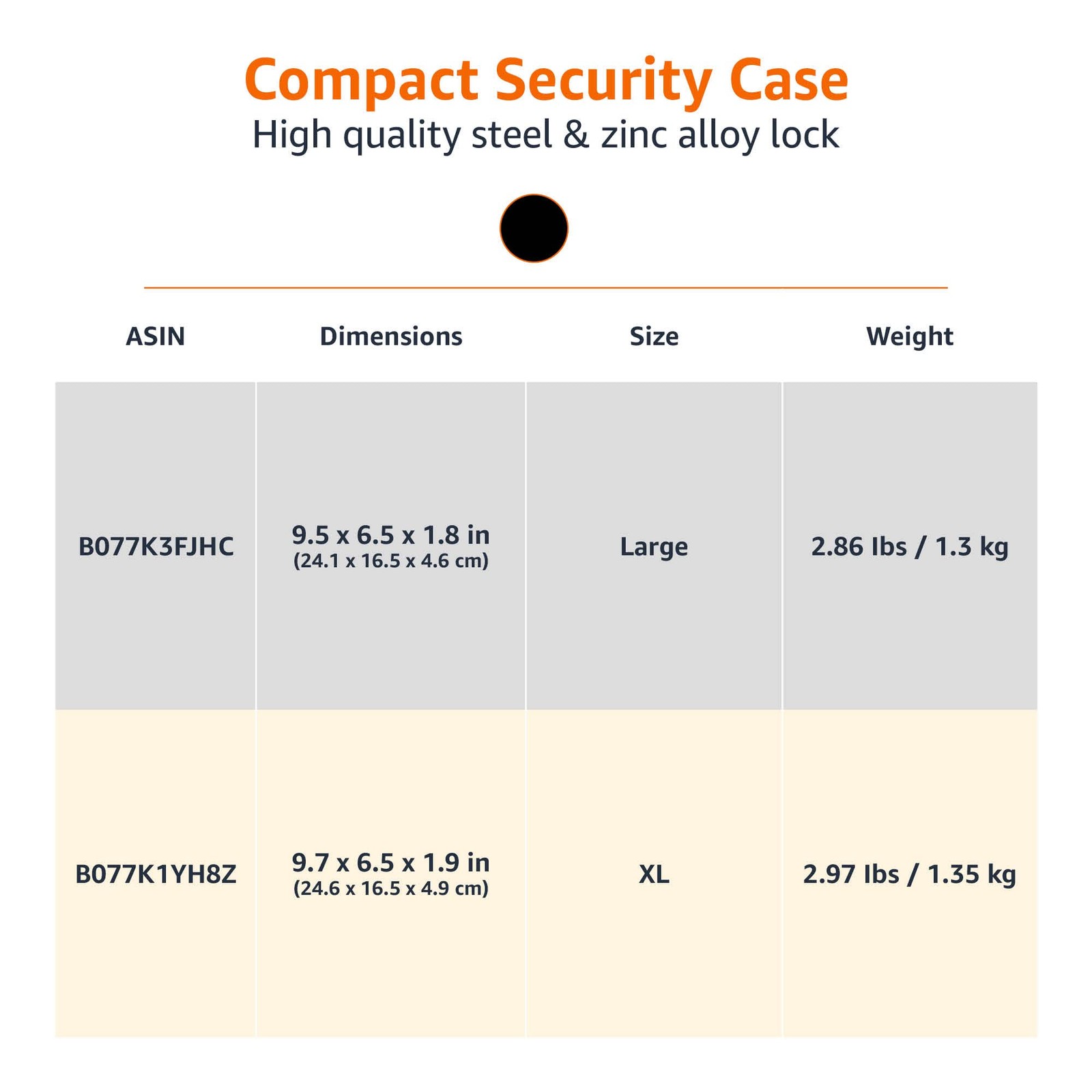 Amazon Basics Portable Security Case Lock Box Safe with Large, Black