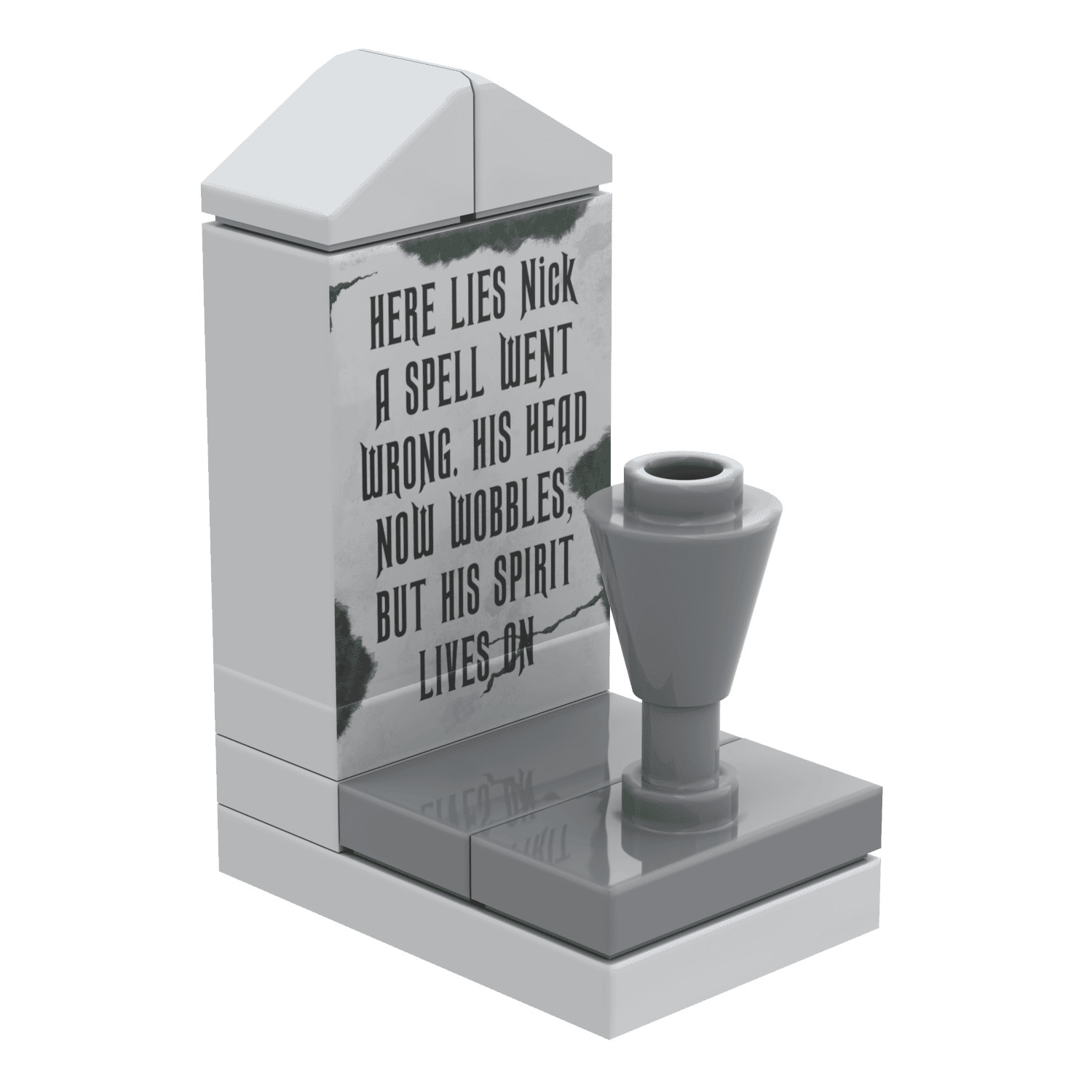 "Here Lies Nick" Tombstone - Halloween MOC - Custom Printed - Minifig Accessory