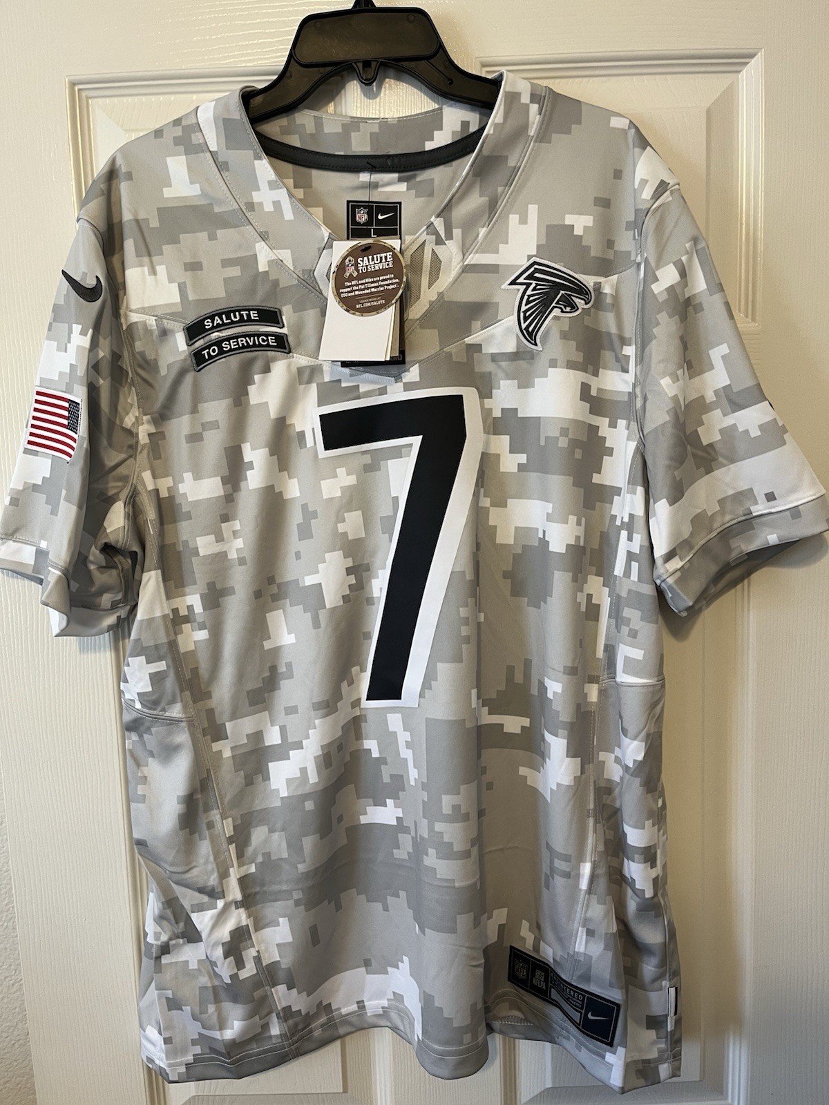 Nike On Field Bijan Robinson Atlanta Falcon Salute To Service Jersey Men Sz L #7