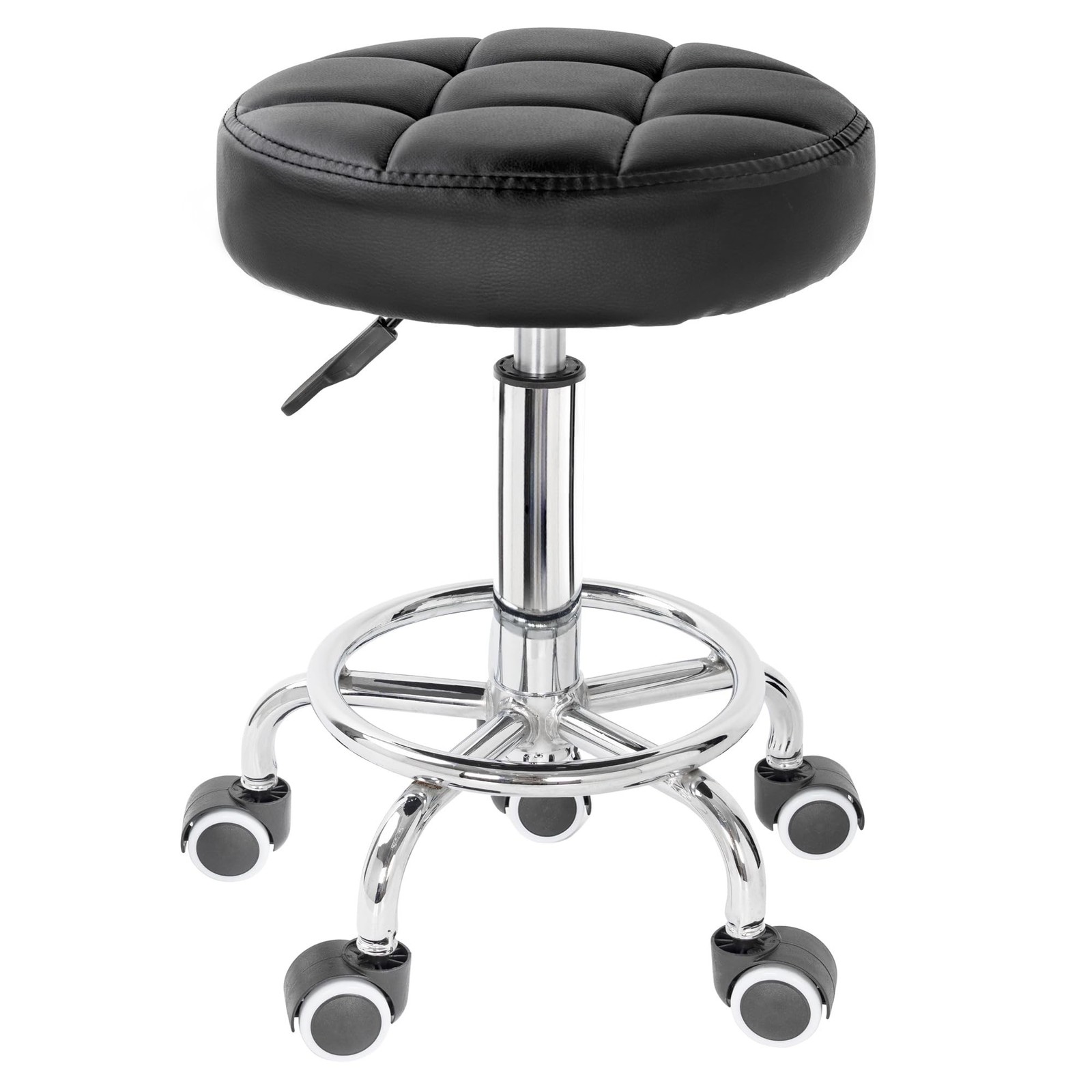 PU Leather Rolling Stool Height Adjustable Round Swivel Stools for Spa Salon ...