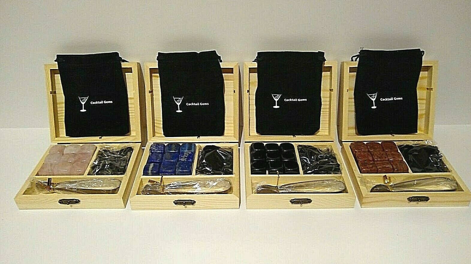 ICE WHISKEY STONES, EXOTIC COCKTAIL GEMSTONES IN BOXED SETS OF 9 FOR CHRISTMAS