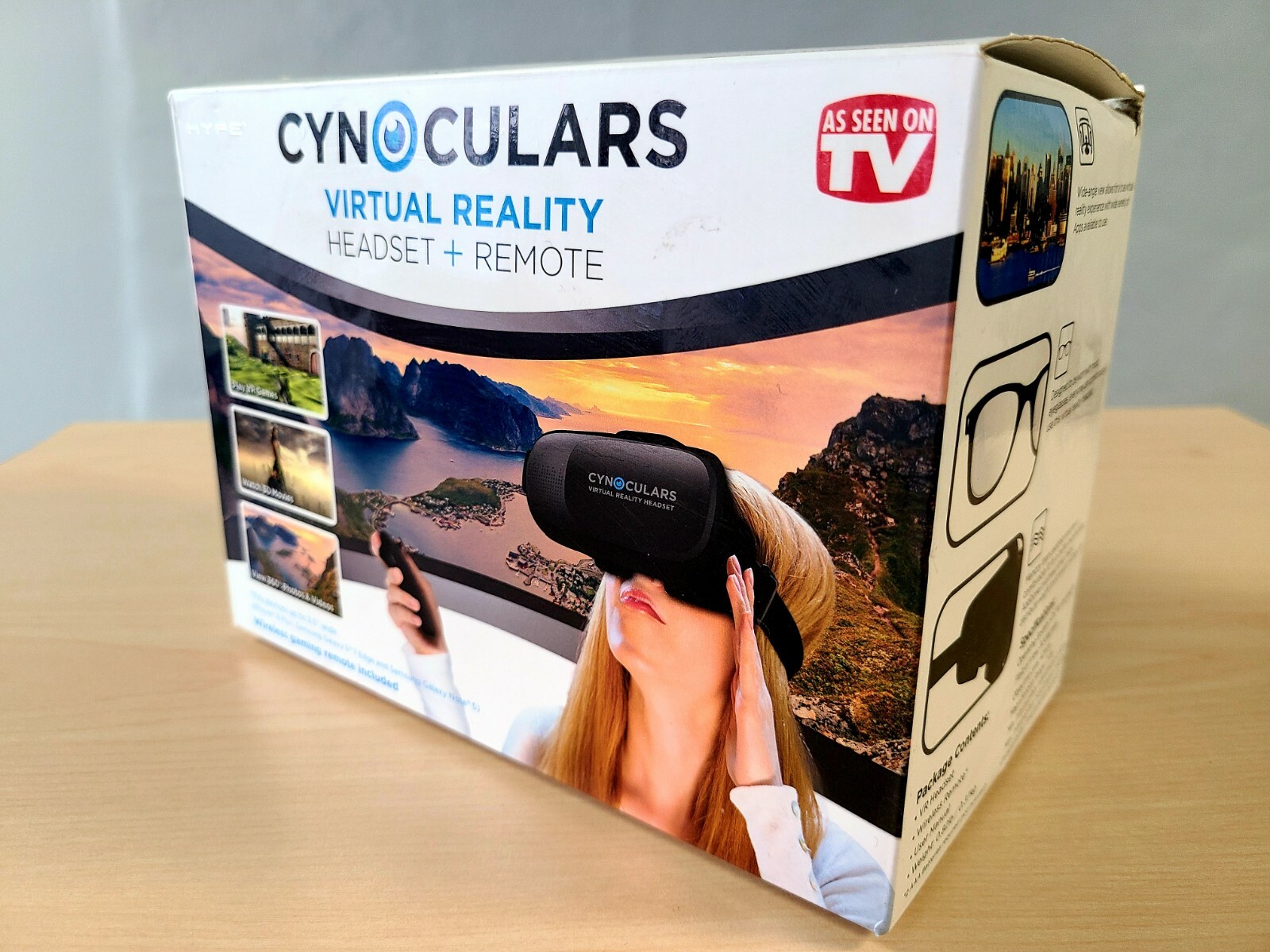 Cynoculars VR Virtual Reality Headset + Remote Wireless Gaming 360 Viewing Used