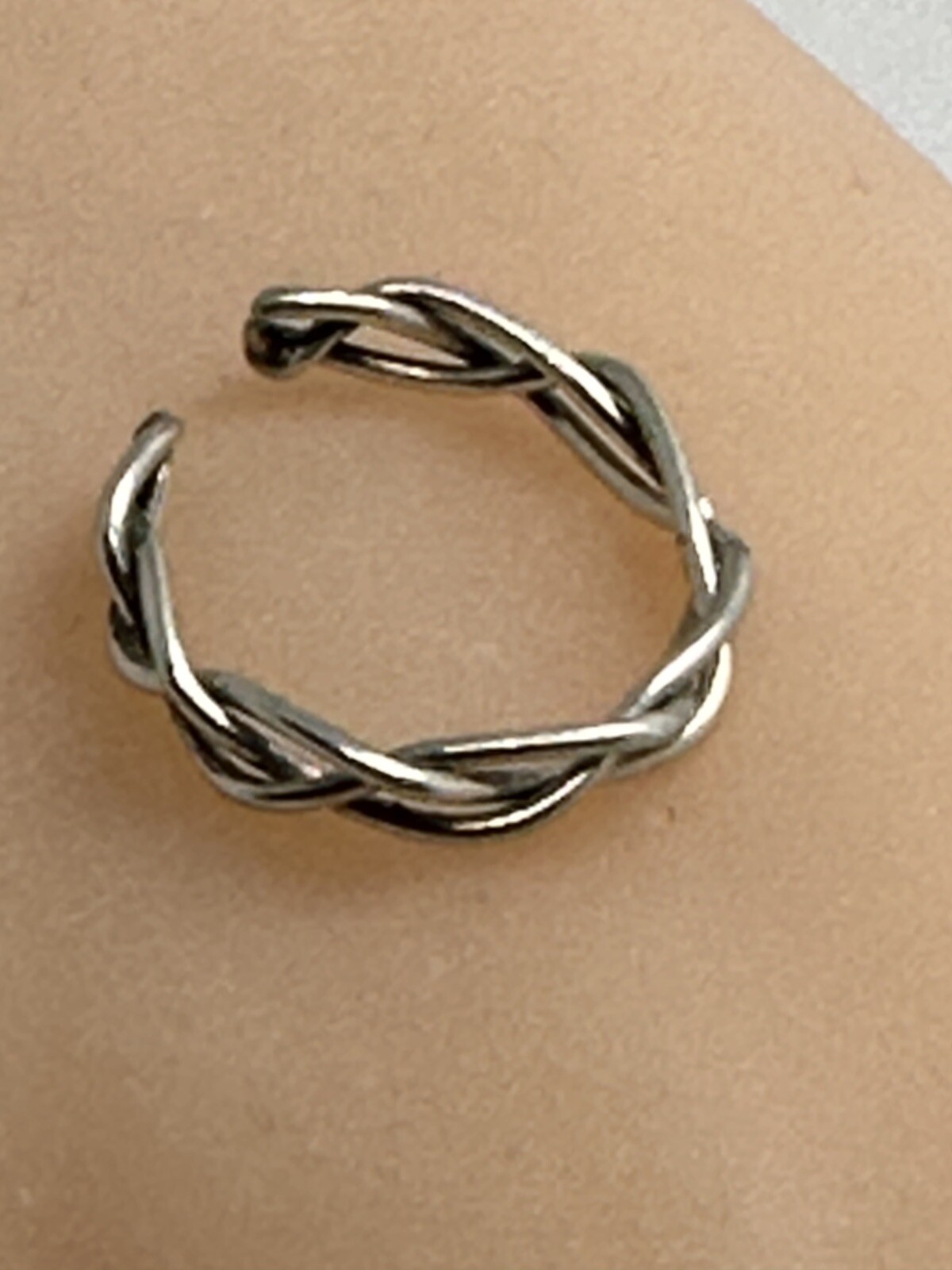925 Sterling Silver Adjustable Weave Braid Twist Toe Ring