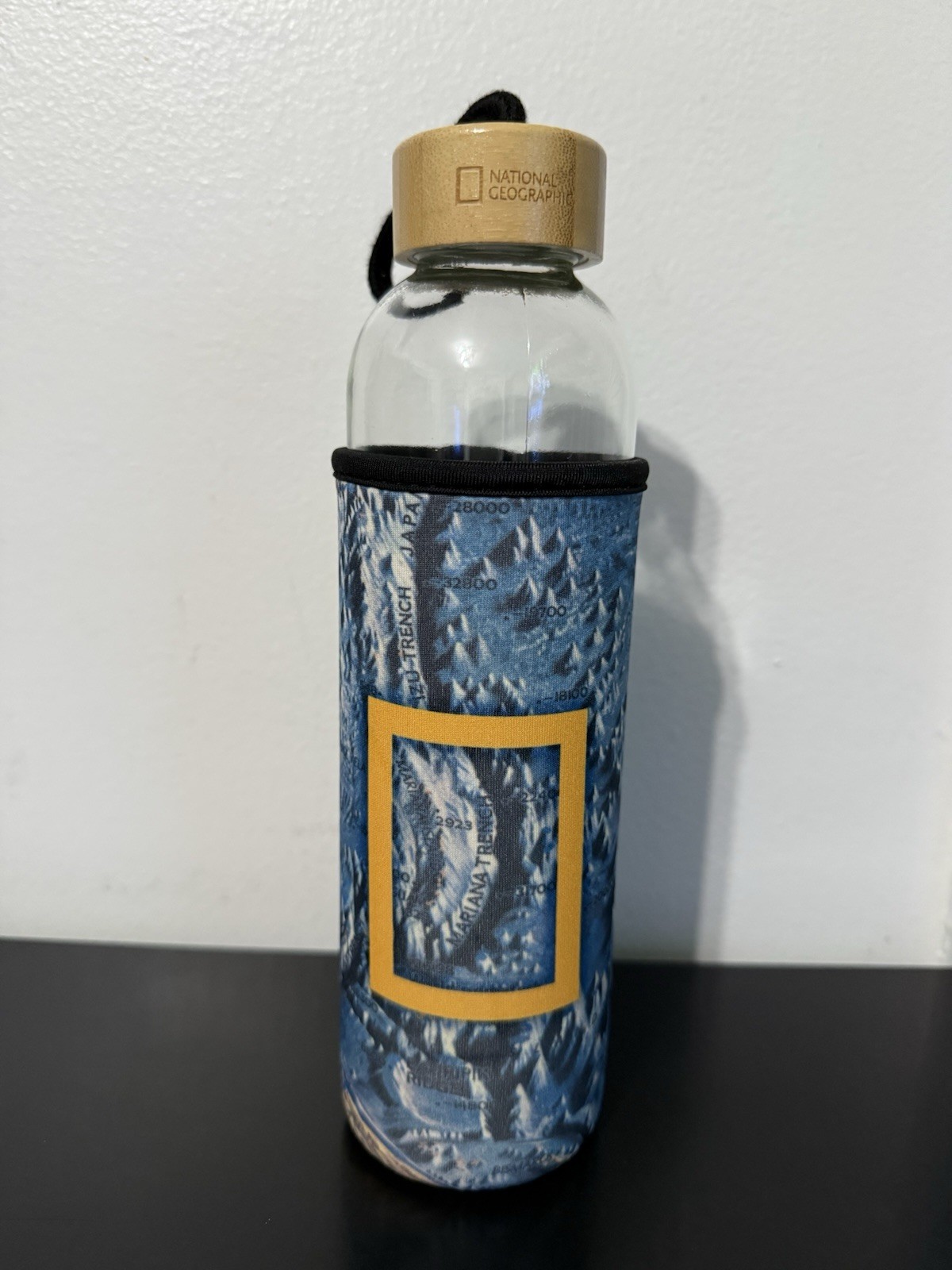 National Geographic Water Bottle 16oz W/Bamboo Sleeve Of Mariana Trench