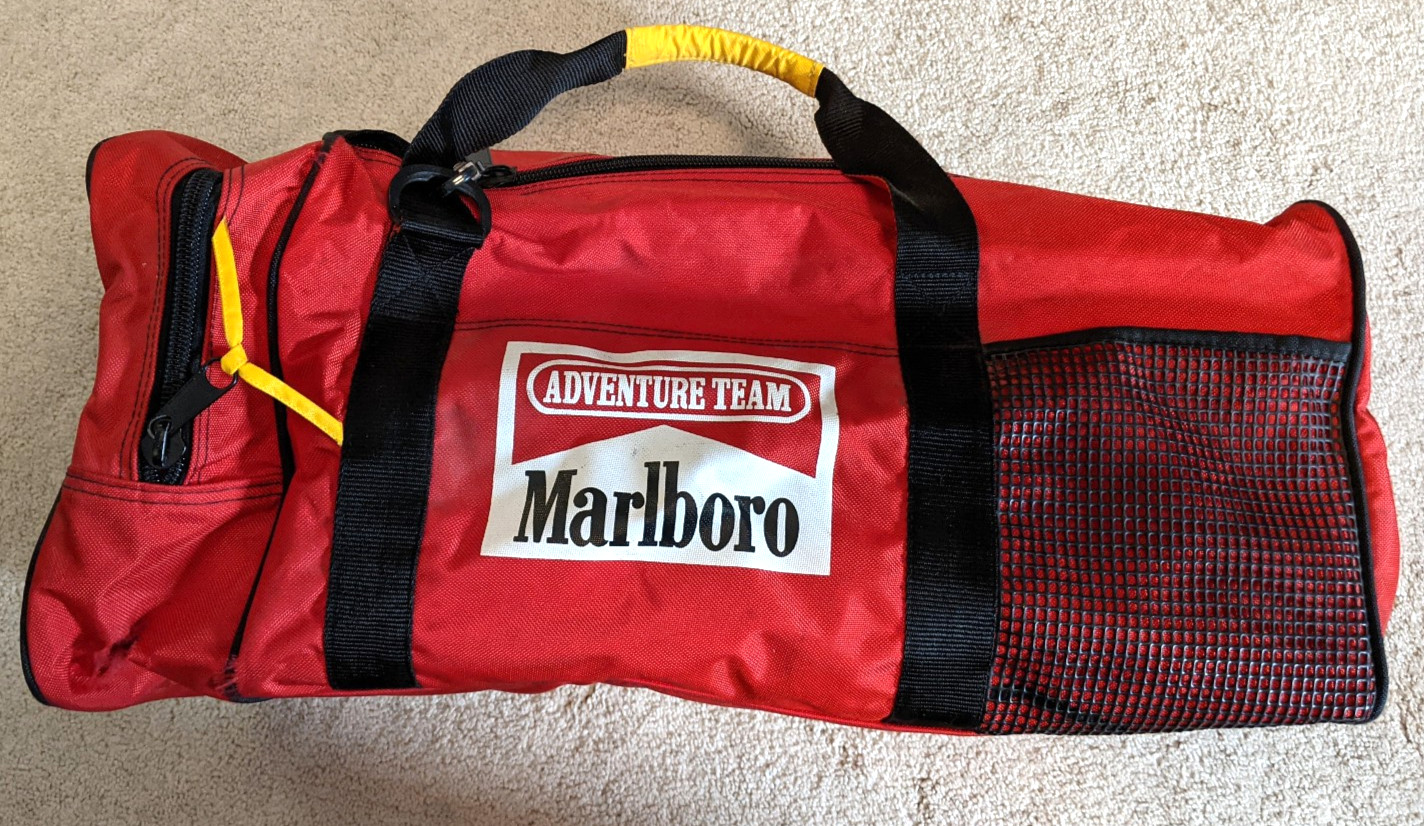 Marlboro Adventure Team Red Black Large 25L Nylon Duffle Bag and Lunch Box