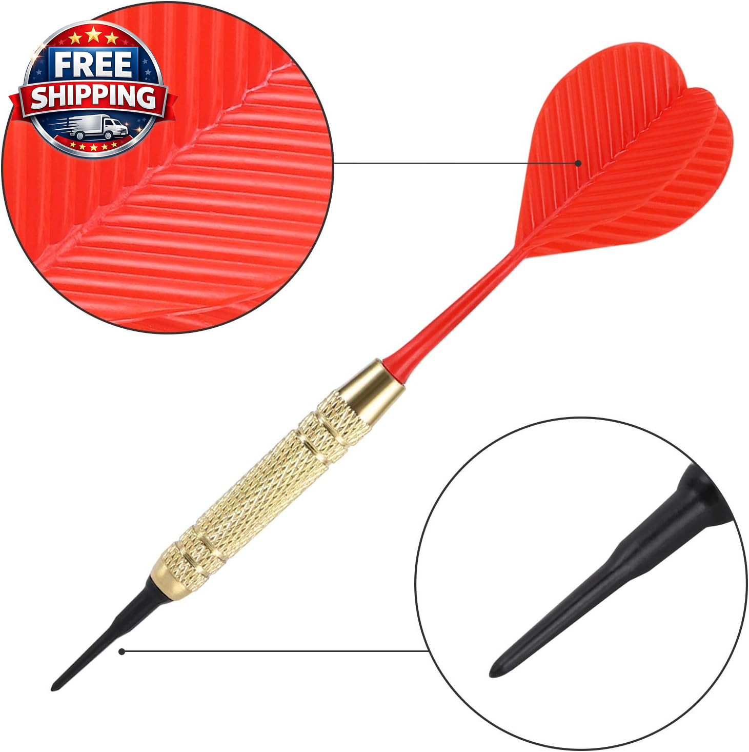 12 Pcs Soft Tip Darts Set with 100 Extra Black Tips - 18G Plastic Darts