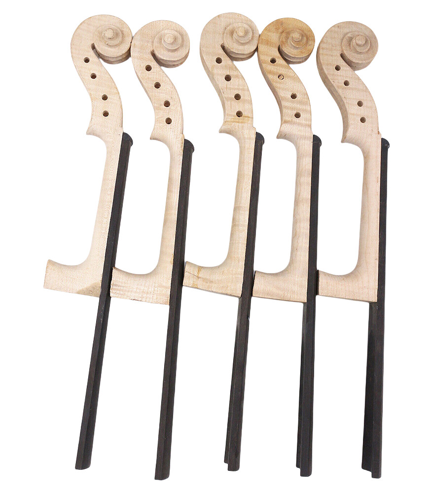 4/4 Full Size Violin Neck: Hand Carved Flame Maple Neck Ebony Fingerboard