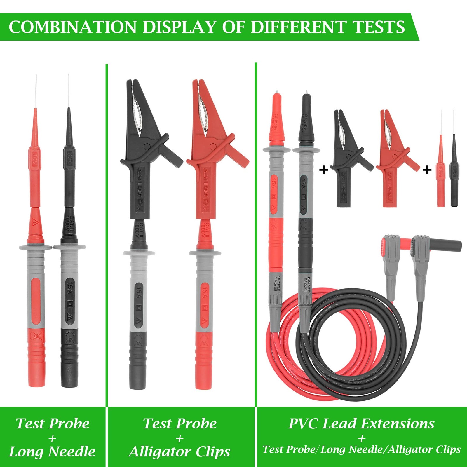 Test Leads Set HANDSKIT Double Insulated Electrical Multimeter Lead Red