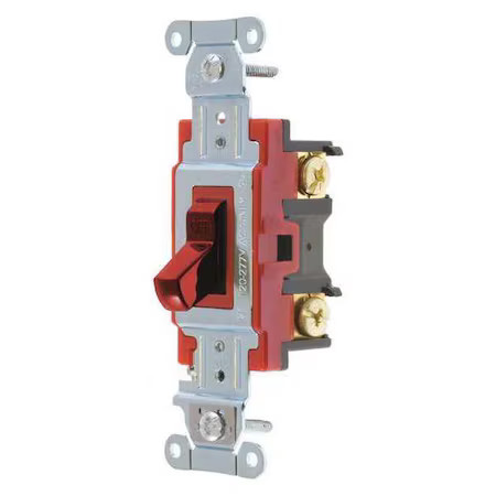 Bryant 4901Bred Wall Switch, 2 Hp, Toggle, 20 A, Red