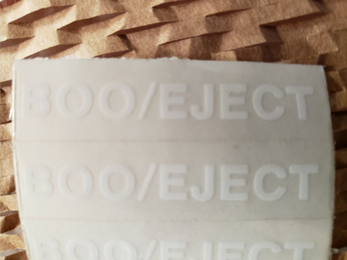 Super Chexx & Pro Bubble Hockey - White - BOO / EJECT Decal - QTY:1 - New OEM
