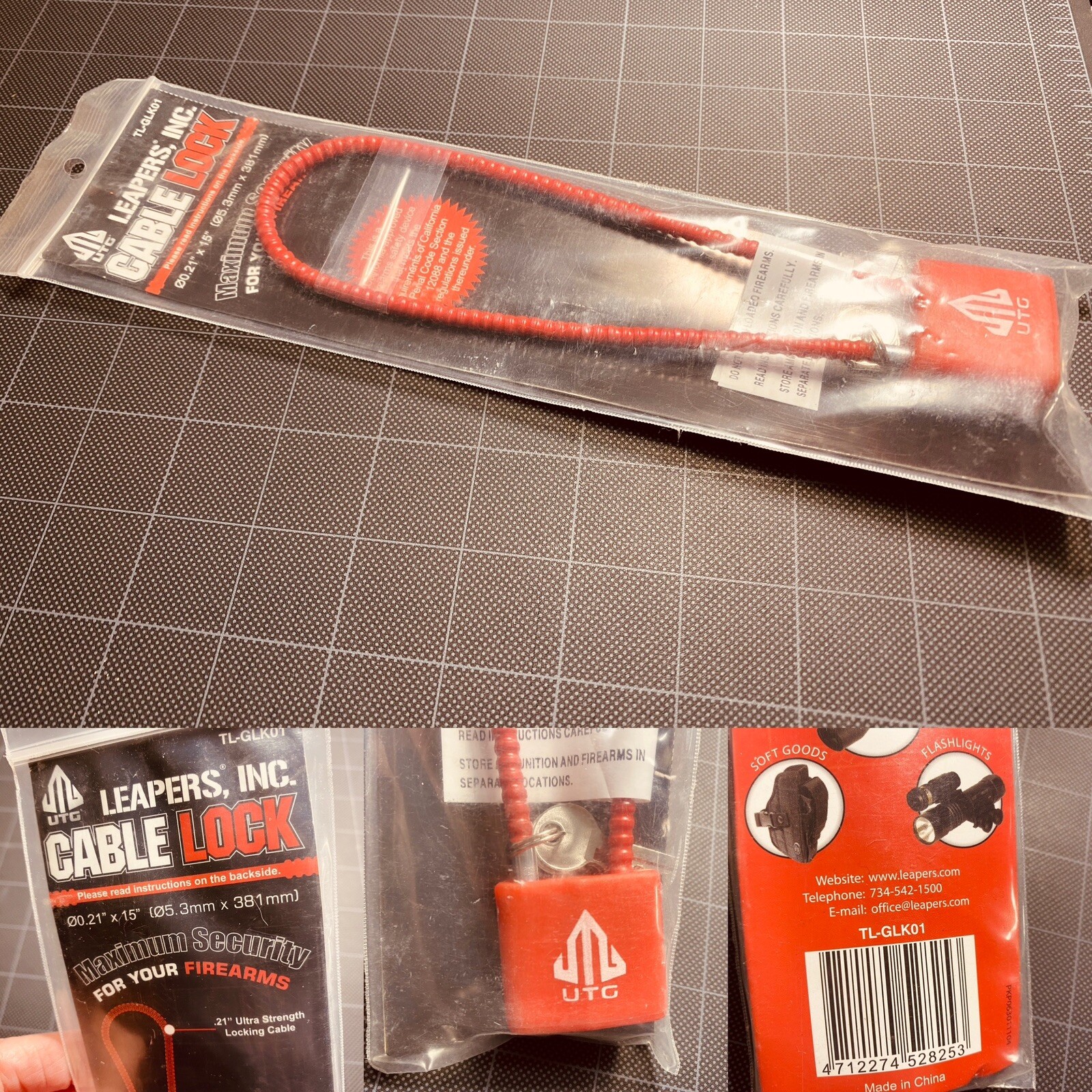 LEAPERS INC TL-GLK01 Cable Gun Lock 2 Keys Instructions 15 in Red