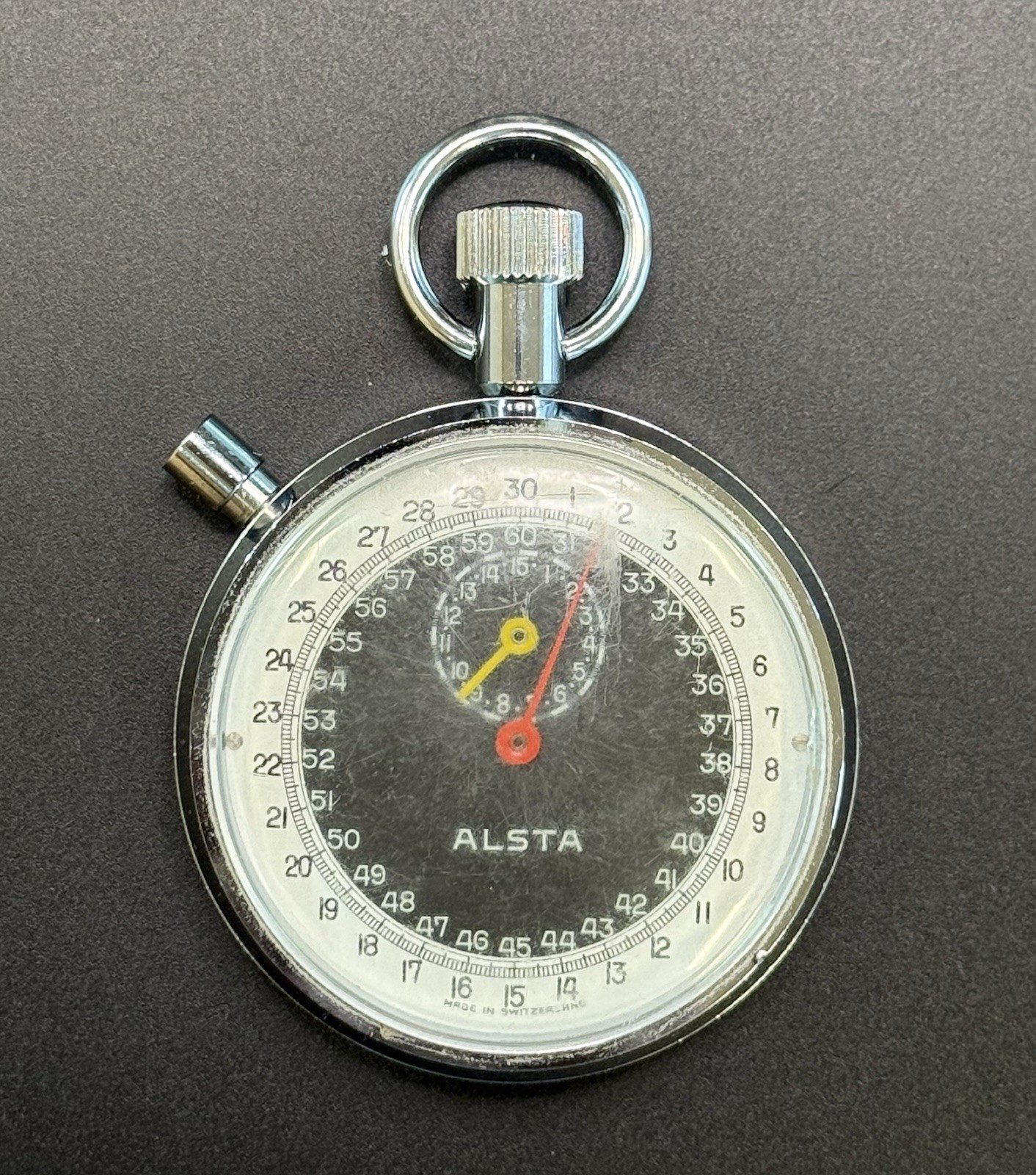 ALSTA Mechanical Handheld Stopwatch Black Dial Metal