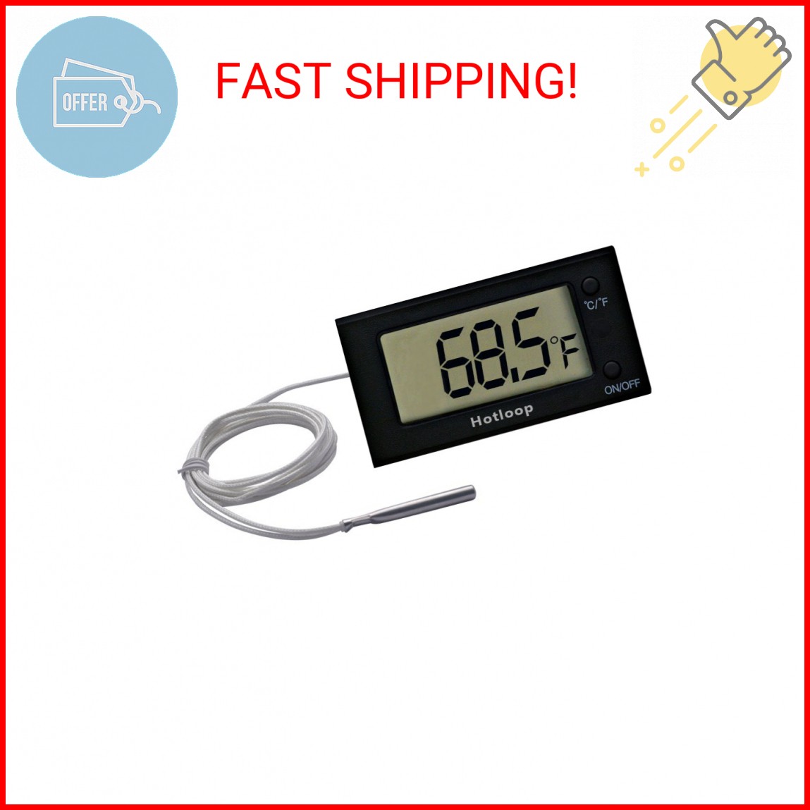 Hotloop Digital Oven Thermometer Heat Resistant up to 572°F/300°C, LCD