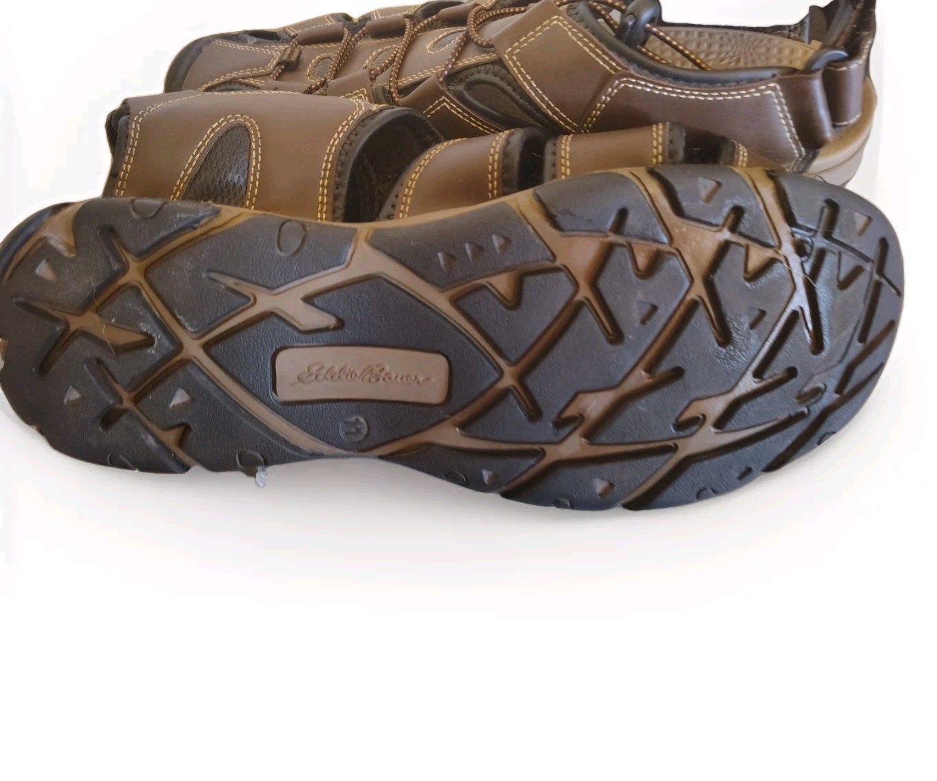 EDDIE BAUER MENS MERIDIAN BROWN BUMP TOE SANDAL SIZE 11 EUC