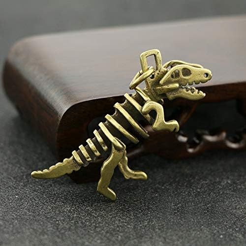 Retro brass creative dinosaur skeleton statue keychain pendant handicrafts
