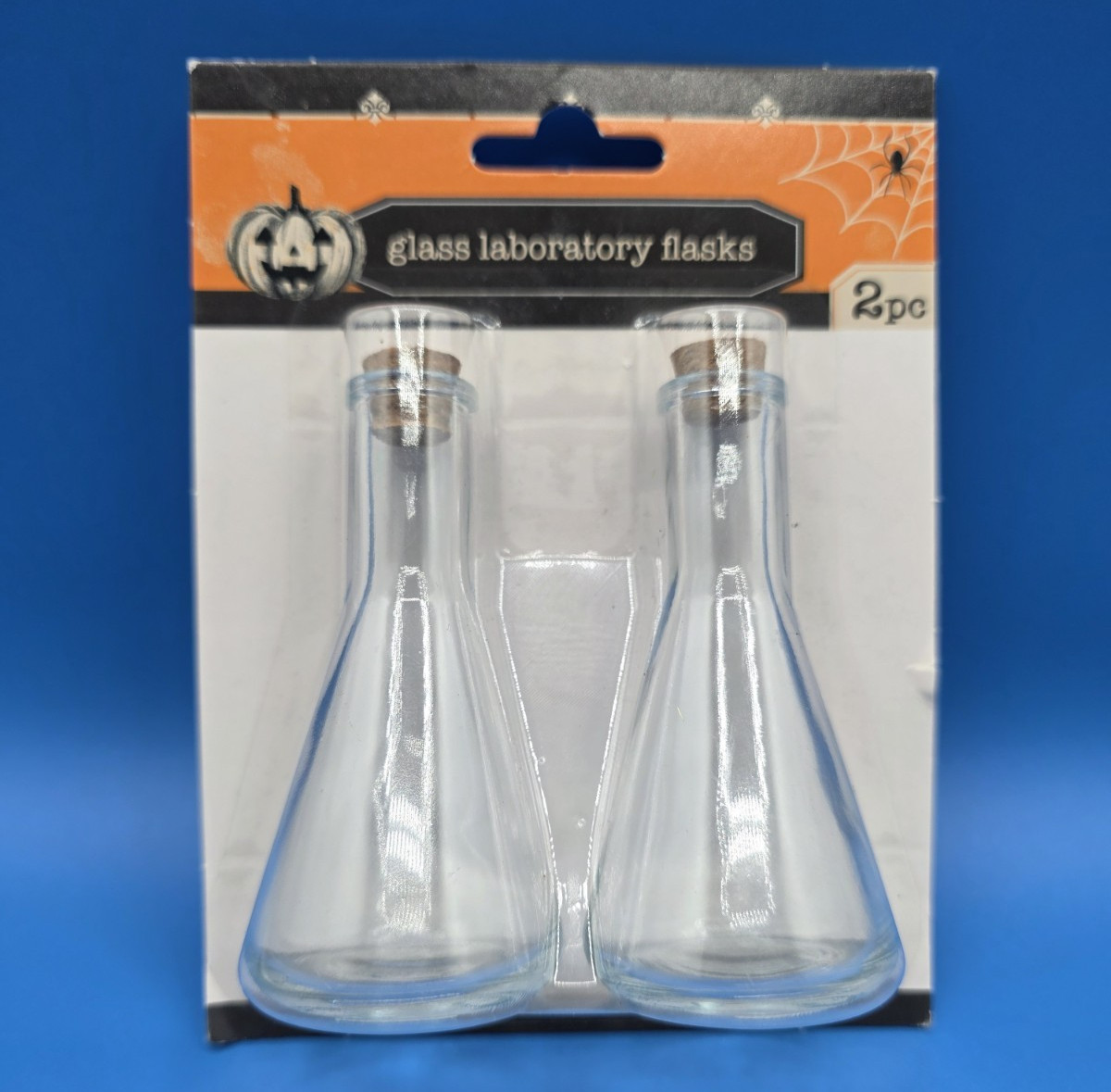 Halloween Glass Laboratory Flasks With Cork Stoppers  3”