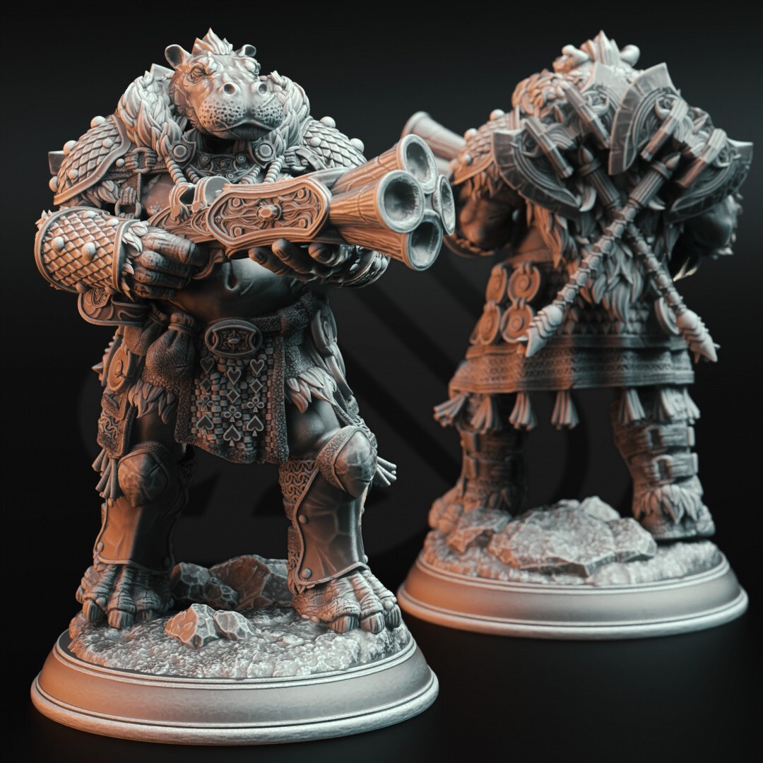 Olamize Giff Dragon Hunter Ranger Miniature | D&D DnD |