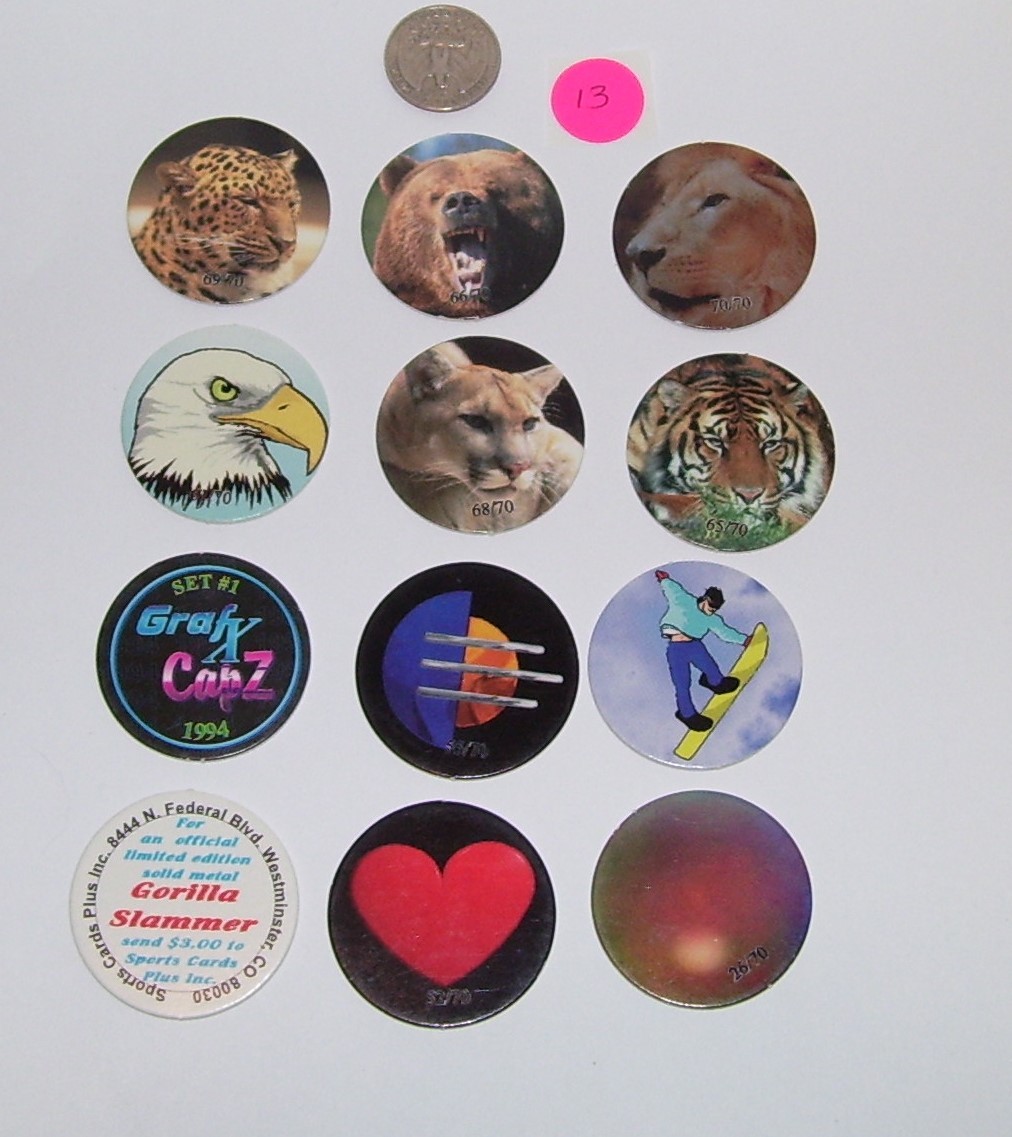 1994 GRAFX POGS MILKCAPS ASSORTED GAME PIECES AS PICTURED LOT #13 ANIMALS ++
