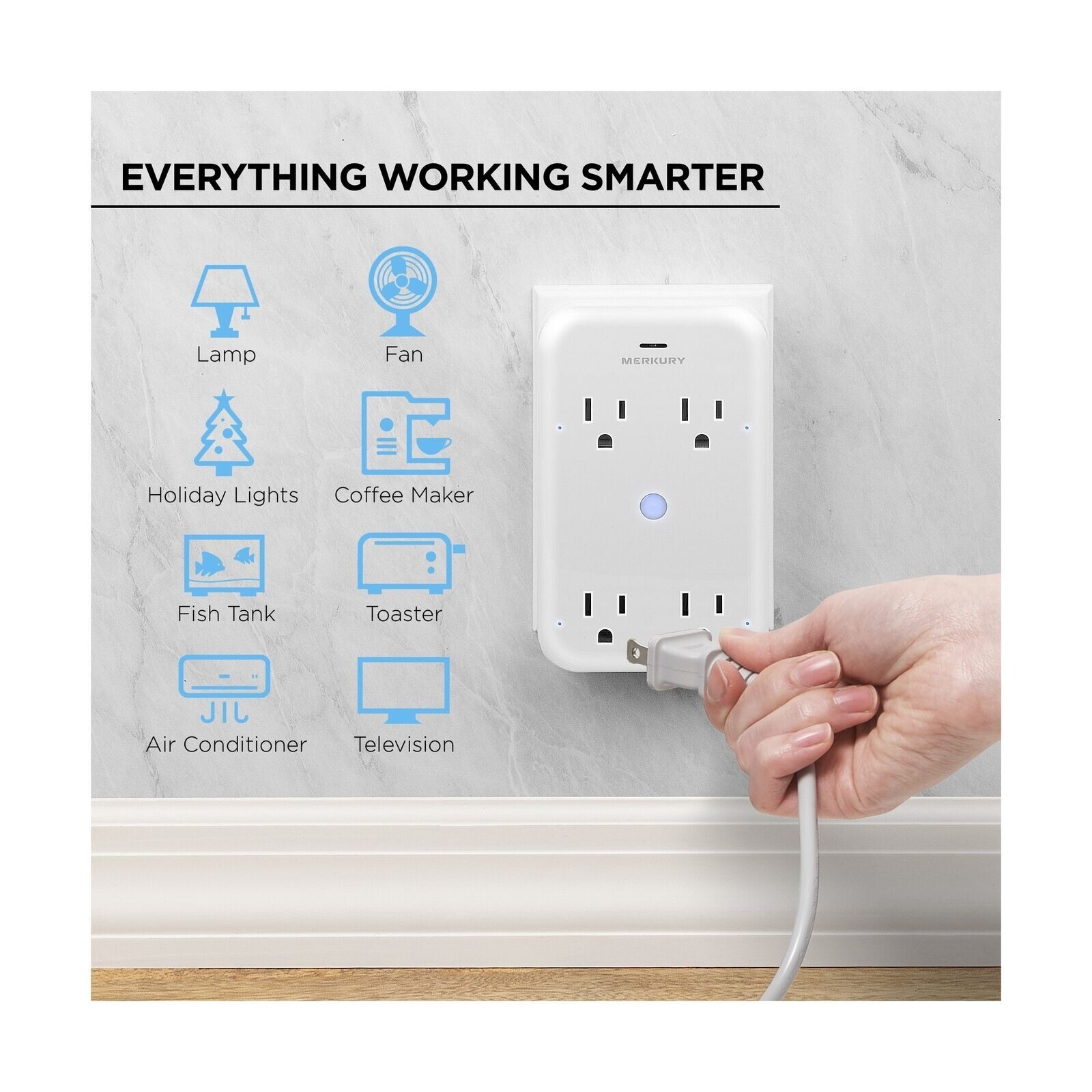 BRAND NEW Merkury Innovations Smart Outlet Extender, Surge Protection, 4 Outlets