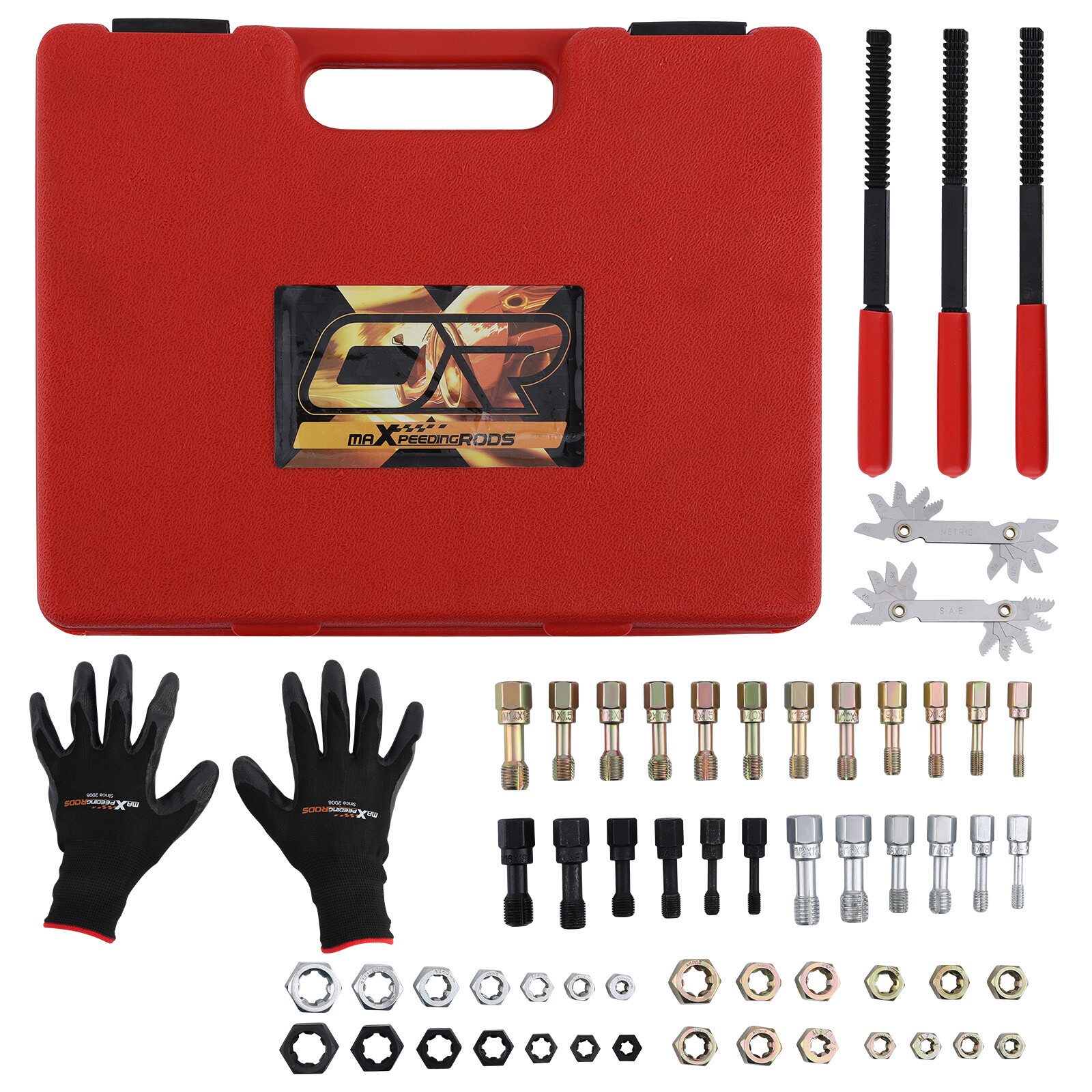 56Pcs Thread Restorer Kit UNC UNF & MetricThread Chaser Set W/Thread Pitch Gauge