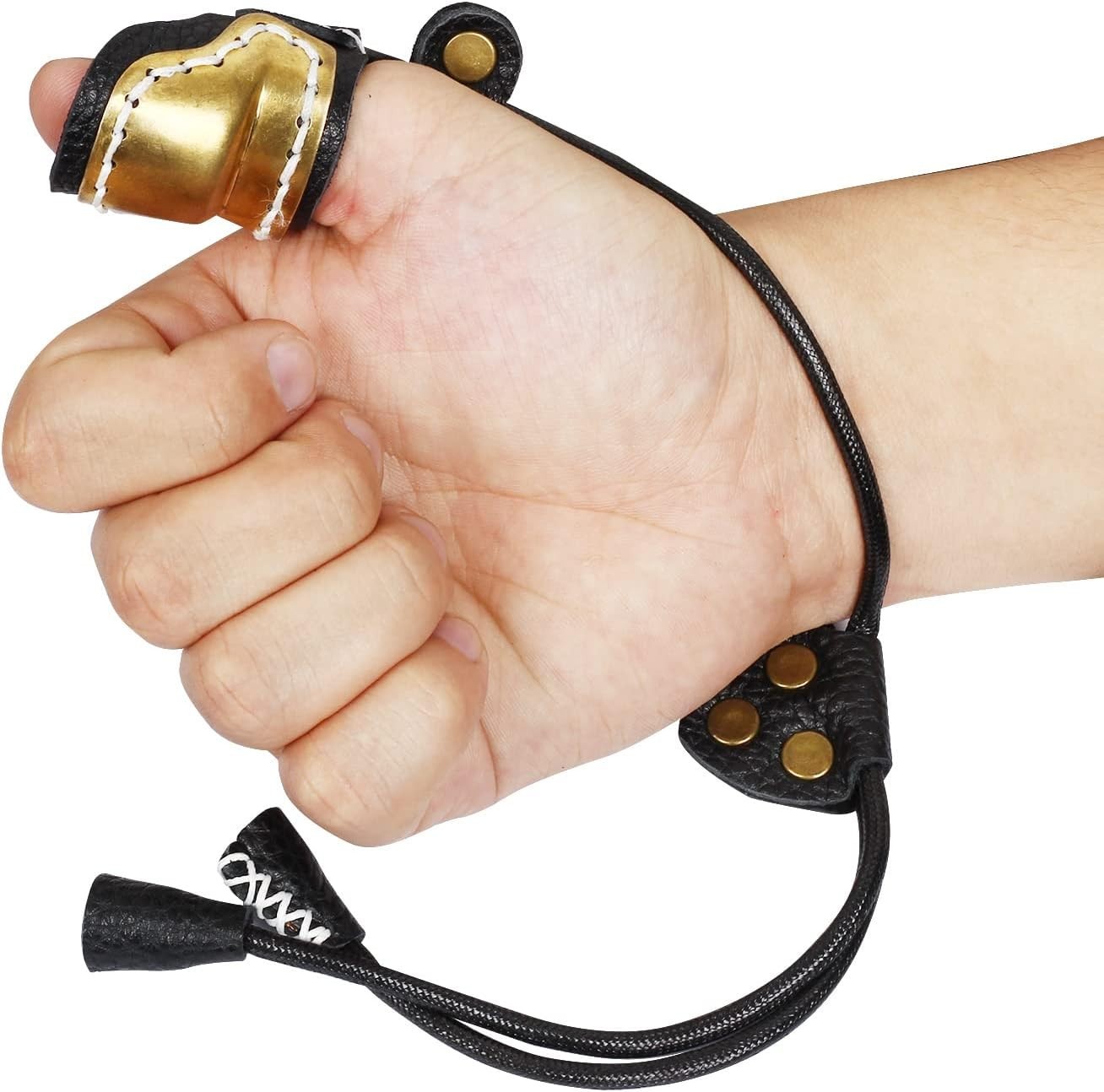 PMZ Cowhide Thumb Ring Finger Guard Protector for Traditional Recurve Bows