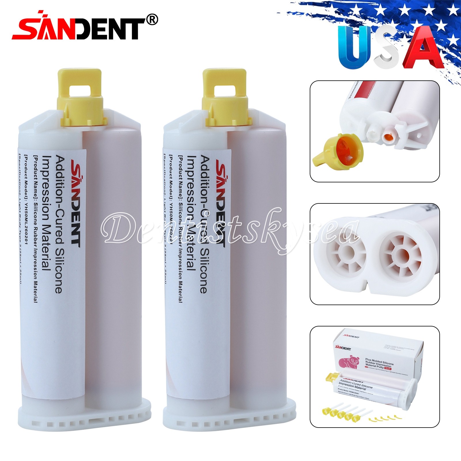 LIGHT MEDIUM HEAVY BODY Fast VPS PVS VPS Impression Material 50ML*2 Cartridges